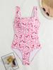 1011 European and American seaside vacation popular women's fashion simple conservative flower printing one-piece swimsuit