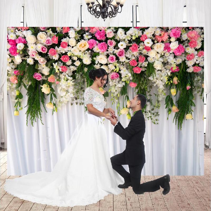 Fundaluri de perete cu flori de trandafir Nuntă Zi de naștere Fundal de petrecere cu temă florală