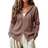 Women's Zip-Up Hooded Knit Cardigan Top for Layering
