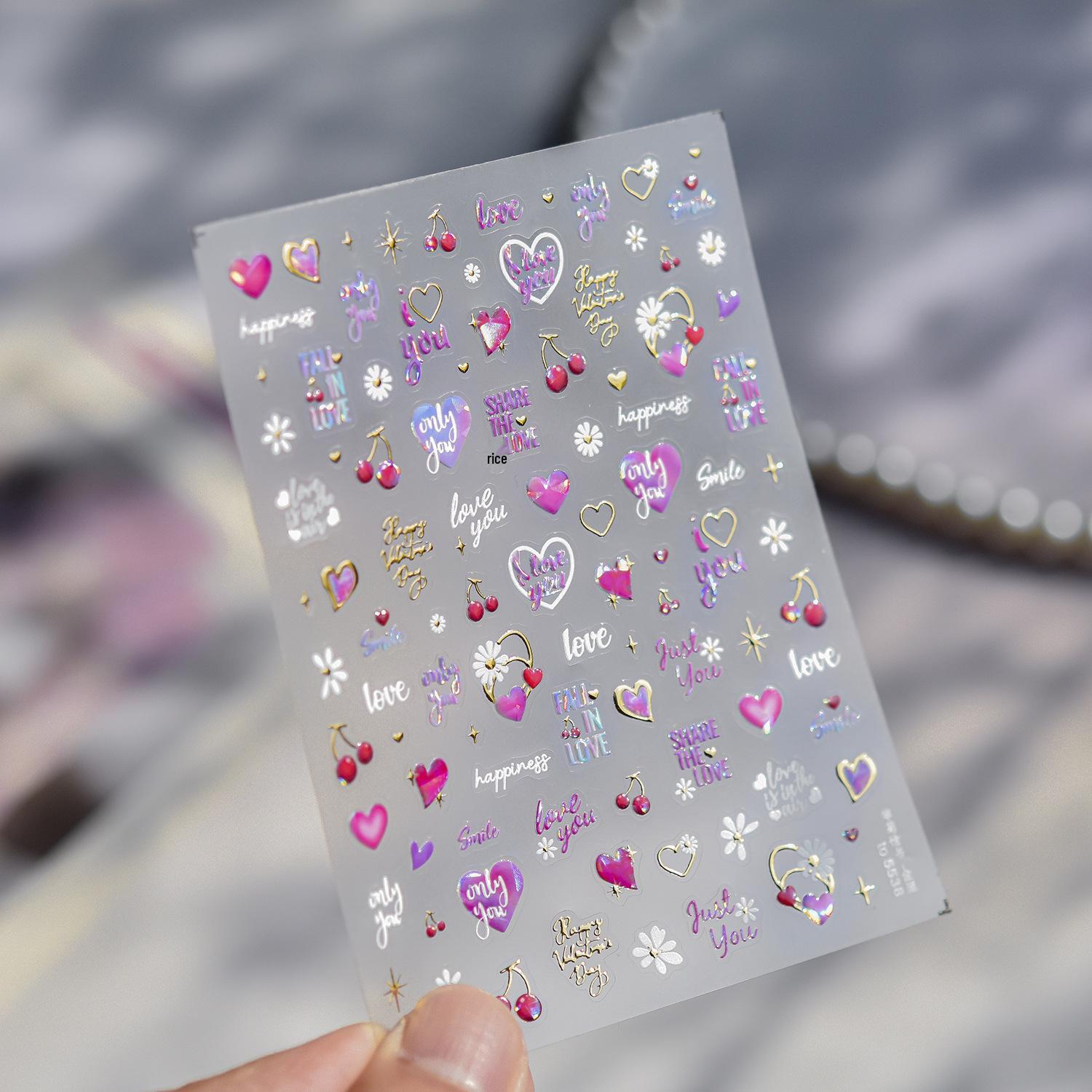 

Tomoni Luxury Valentine s Day Daisy Love Nail Stickers