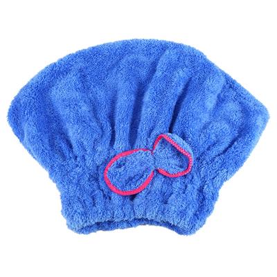 Schnelltrocknendes Bade-Tool Niedliche Damen Mikrofaser Haar-Trockenhaube Wickeltuch Turban Mütze(blau)