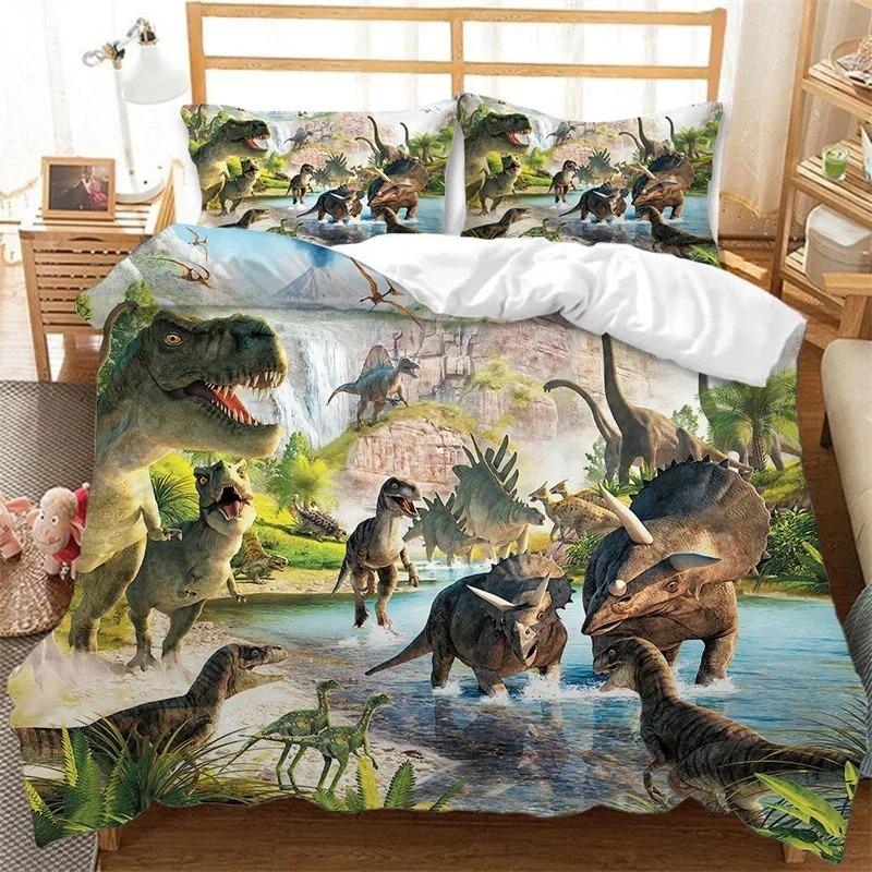 Jurassic World Park Dinosaur Bedding Set Boys Girls Twin Queen Size Duvet Cover Pillowcase Bed Kids Adult Home Textileextile