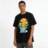 Vintage Classic Car Coconut Tree Sunset Print Casual T-Shirt Pure Cotton T-shirt