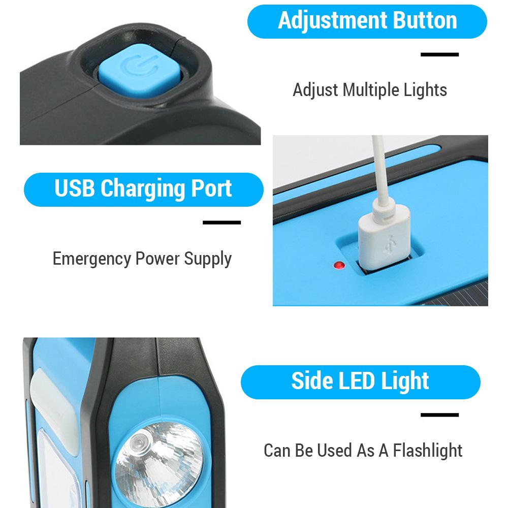 3 In 1 Solar USB Rechargeable Camping Lantern Waterproof Emergency Flashlight