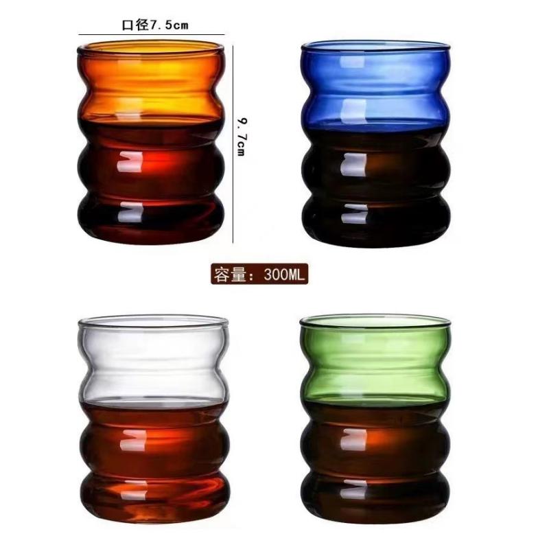 Create Wave Shape Glass Cup Water Bottle Heat-resistant Beer Drinkware Tea Mug Coffee Juice Milk Tea Home Cafe Drinkware Gift