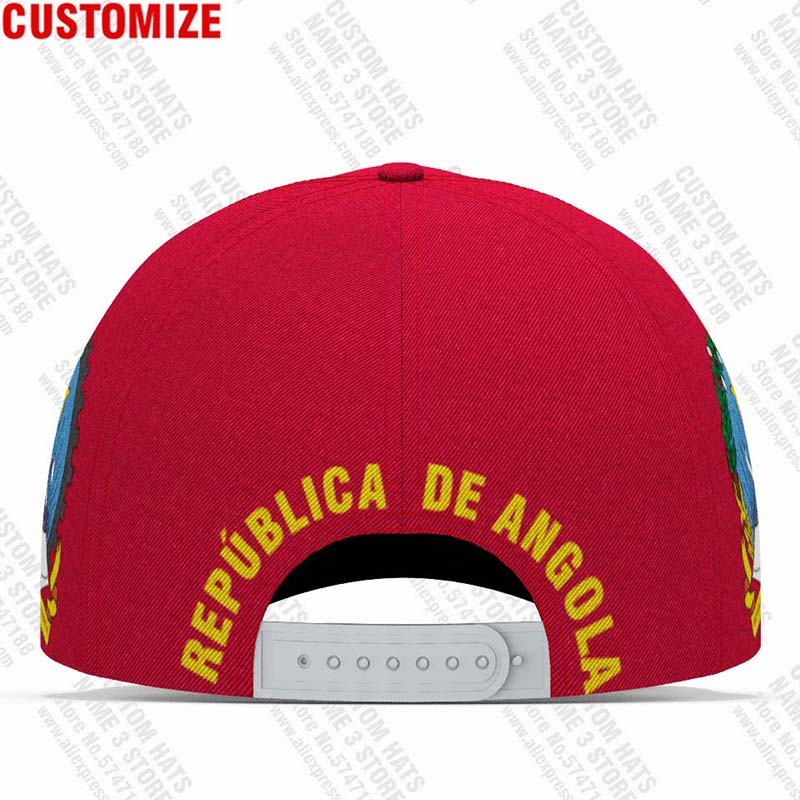 Angola Baseball Cap Free 3D Custom Made Name Number Team Logo Ao Hat Ago Country Travel Portuguese Nation Angolan Flag Headgear