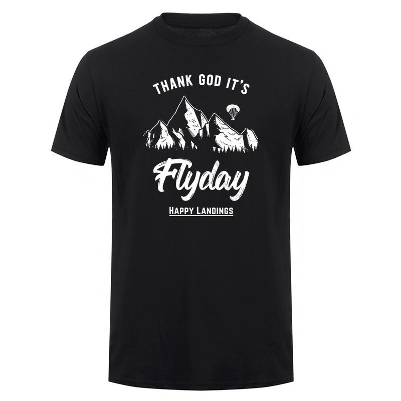 Funny Thank God Its Flyday Retro Paragliding Paraglider T Shirt Unisex Casual Tops Cotton Loose Oversized Tshirts DY