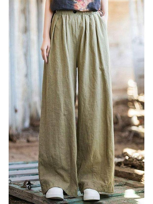Wide-Leg Straight Pants: Women's Spring 2025 High-Waist Loose Cotton & Linen Retro Style