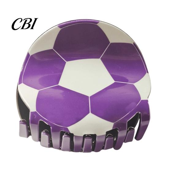 Hairpin for Girl, Football Themed Hair Clip, Large Curved Clip Medium Smooth Surface Long Thick Curly Hair, Strong Elastic Grip Sports Style Fan Gift