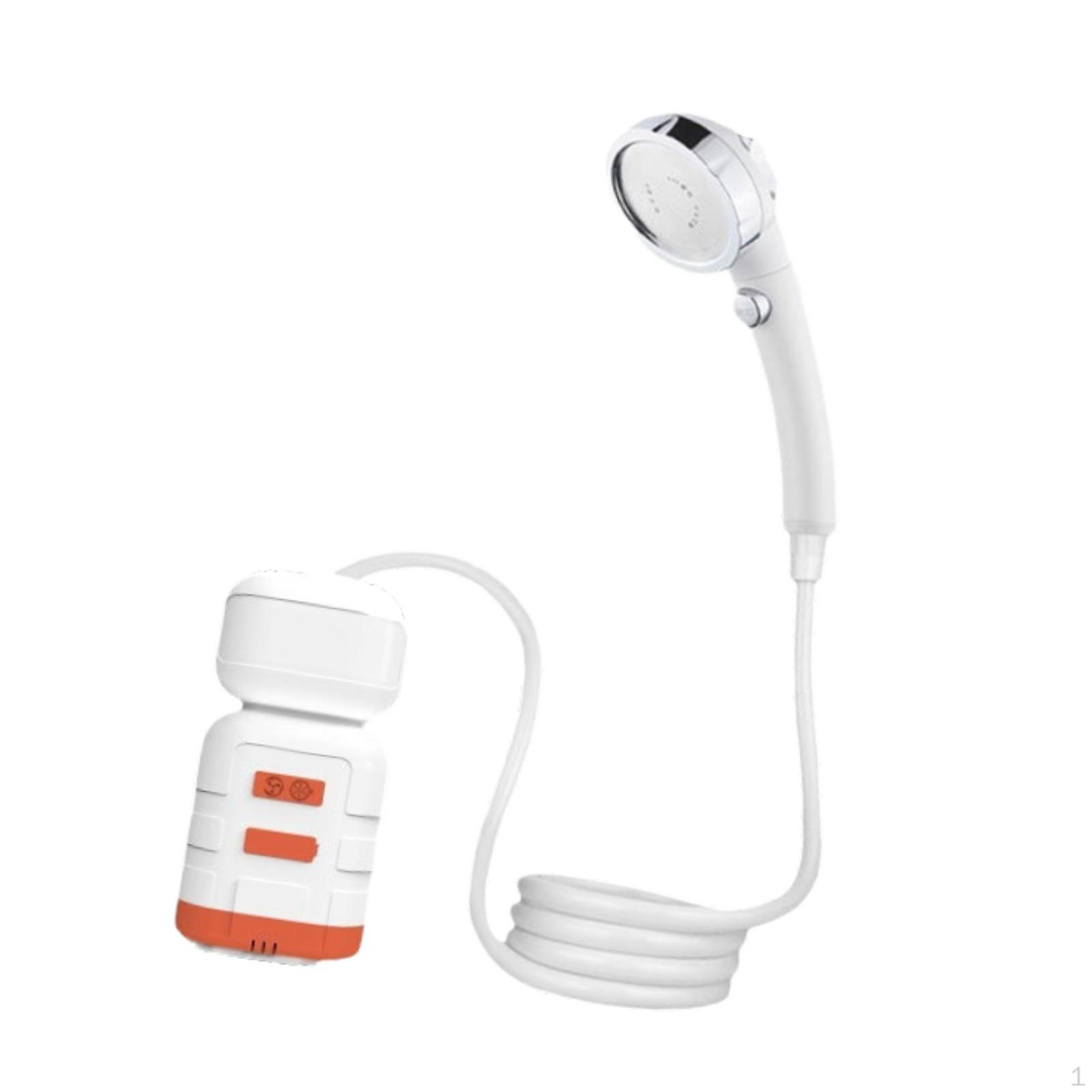 

Походный душ для использования на открытом воздухе, портативный насос с функцией подсветки Orange and White