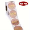 Handmade Love Kraft Paper Stickers, Round Adhesive Labels for Baking, Wedding Decorations, and Party Embellishments
