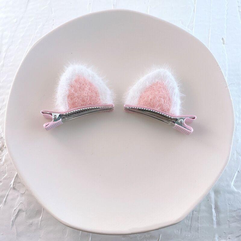 

2Pcs Plush Cat Ear Hair Clips Set Cute Cartoon Stereoscopic Design Korean Style For Little Girls Hair Accessories рожевий