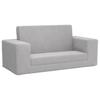 Kids  Sleeper Sofa 2 Seater Light Grey Soft Plush