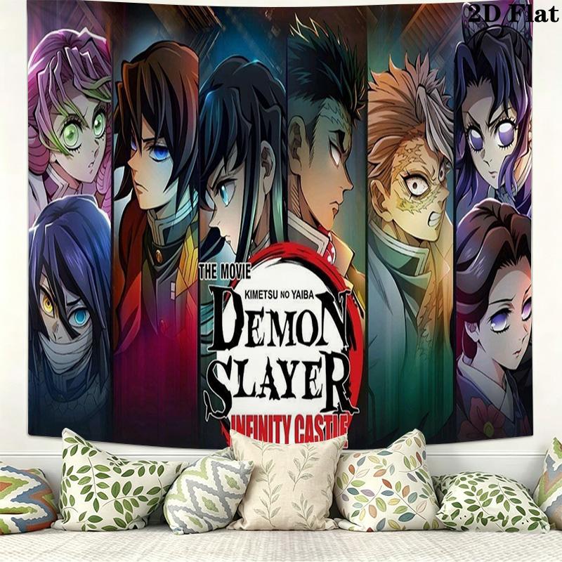 Demon Slayer Wall Tapestry Aesthetic Wall Hanging Printed Fabric Blanket Decorative Tapestries for Bedroom Living Room Home Decor
