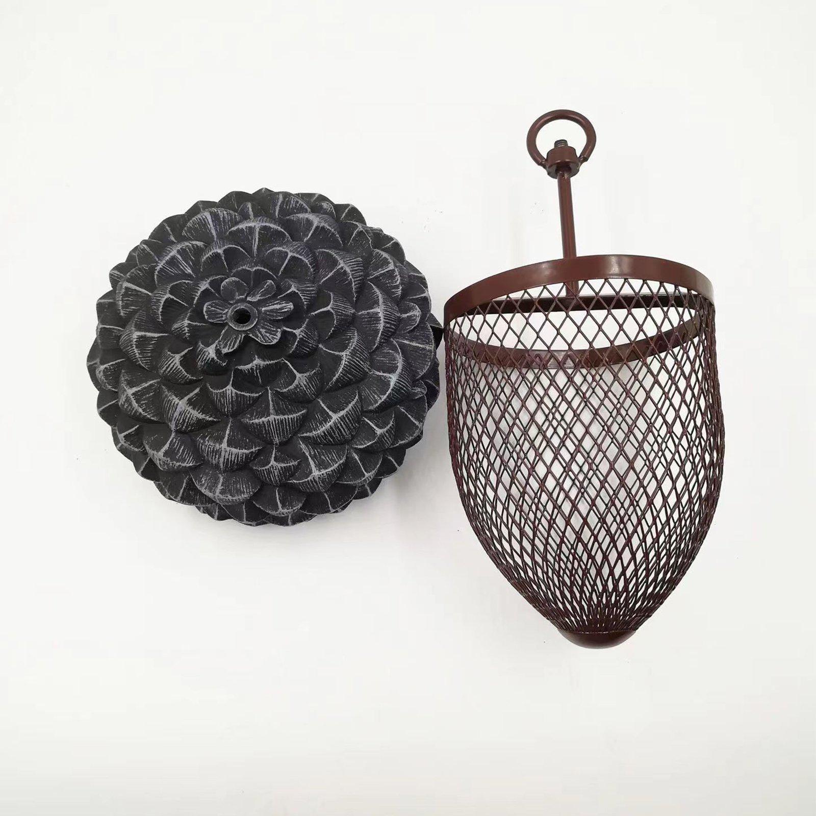 Garden Courtyard Acorn Hummingbird Wrought Iron Bird Feeder Resin Ornament