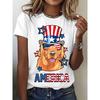 Women's T-Shirt Golden Retriever American Flag Hat Printing Fashion Casual Street Round Neck Oversized Summer Women's Clothing
