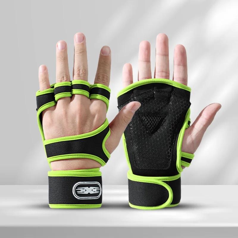Adjustable Wrist Support Weight Lifting Custom Sports Fingerless Women Men Gym Workout Gloves