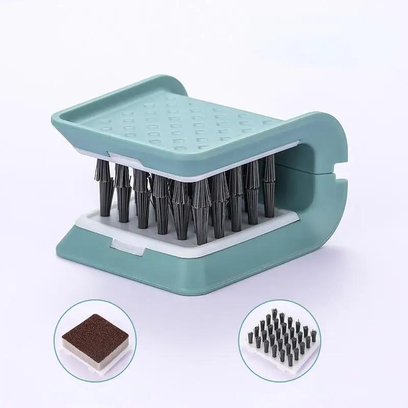 1PC Foldable Kitchenware Cleaning Brush U-shaped Dinner Plate Sponge Replaceable Head Kitchen Gadgets. Green