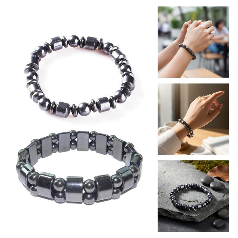 Elastic Magnetic Beaded Bracelet Adjustable Stretchy Wristband For Health Symbol And Stylish Daily Wear