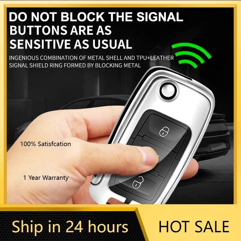 Car Sticker 2025 Hot Car Zinc Alloy Leather Smart Remote Key Fob Case Cover Protector Shell For Skoda Octavia 4 8 A8 2020 2021 K