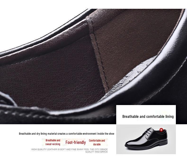 Men's Black Leather Formal and Casual Shoes - Korean Style for Office, Business, and Weddings