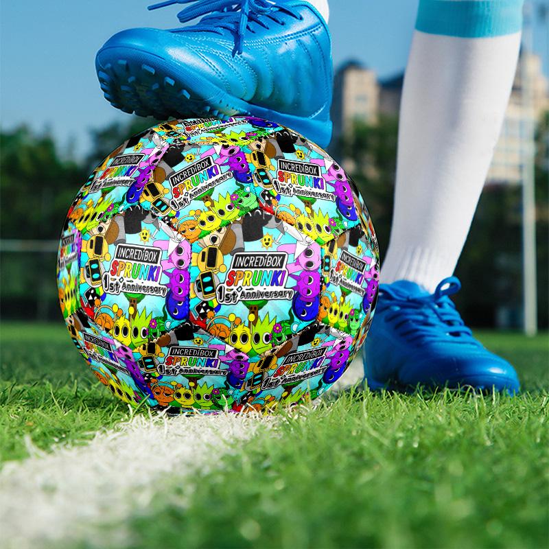 Sprunki Game Print Size 5 Soccer Ball, PU Wear Resistant Football for Match Training and Daily Practice, Birthday Gift for Soccer Fans