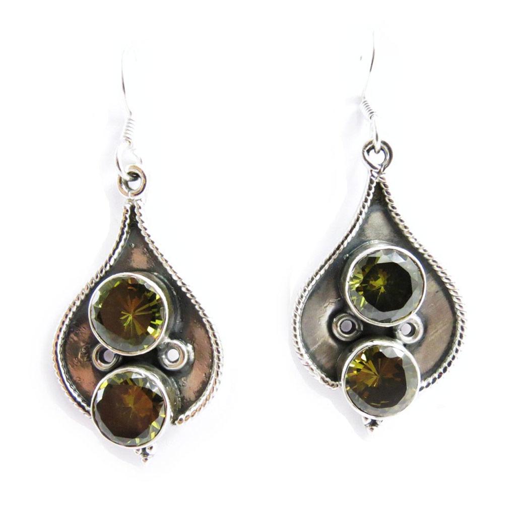 Les Trésors De Lily [J5227] - Silver Earrings 'Heaven' Olivine