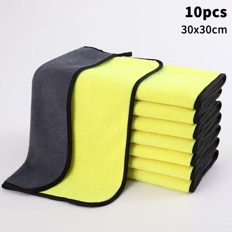 1/10 Stück Verdicktes Autowaschtuch Doppelseitige Mikrofaser-Reinigungstücher Auto-Fensterglas-Detailing Trockentücher
