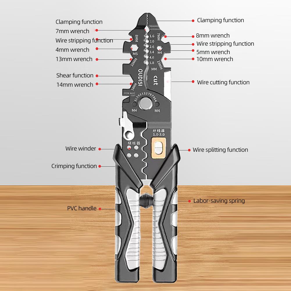 Cable Wire Stripper Multifunctional Crimper Pliers Cable Peeling Pliers Sharp Edge Wire Cutting Pliers Portable Electrician Tool