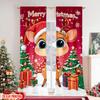Flat Printing Christmas Drapes Reindeer Snowflakes Polyester Without Electricity Family Party Decoration Perfect Curtain Set Of 2 Made Washable