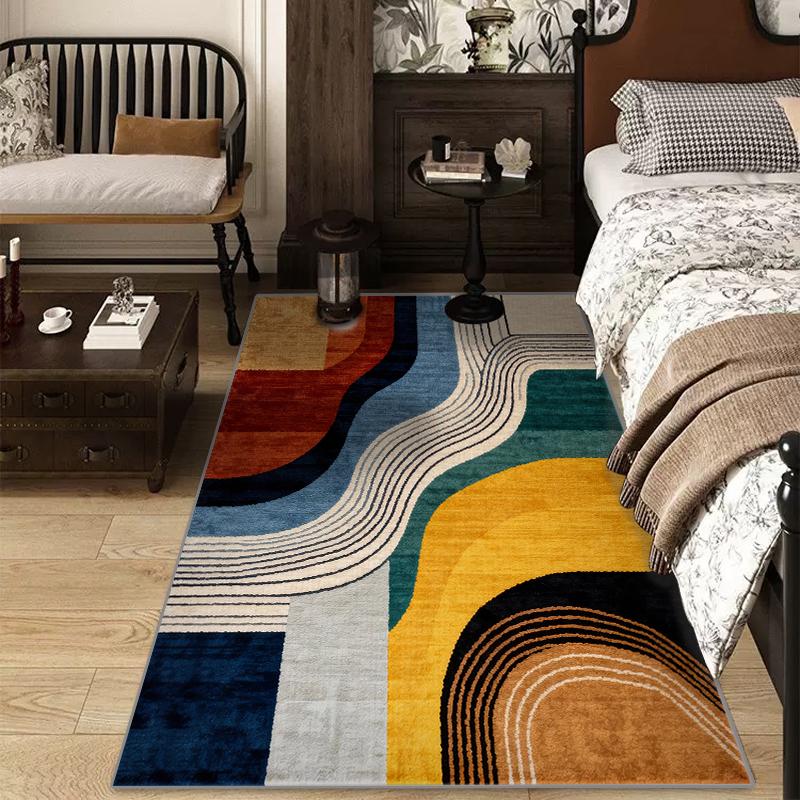 RAKKS Modern Geometric Crystal Rug - Abstract Line Art Design, Smooth Low Pile Velvet, Non-Slip for Contemporary Living Room