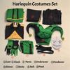 The Freak Circus Harlequin Clown Costume Full Set Pierrot Jester Unisex Cosplay Outfit Halloween Carnival Fancy Dress Jumpsuit