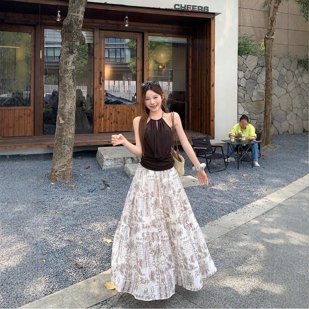 Suspender Vest for Women's Summer Wear, Spice Girl Wears a Backless Design, Sweet and Cool, Slim-fitting Short Sleeveless Neck Top