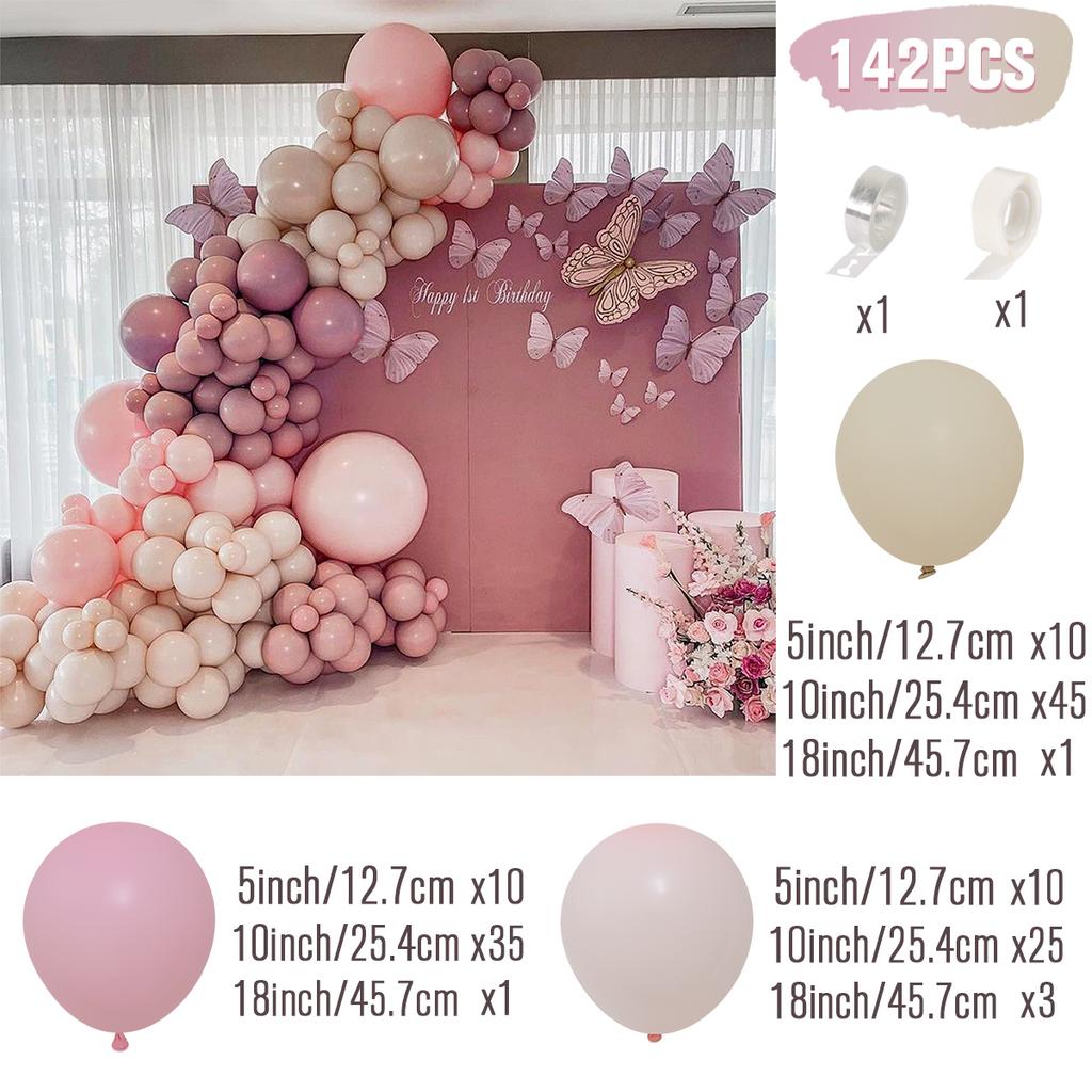 Macaron Pink  Orange Balloons Garland Arch Kit 3D Gold Hollow Butterfly For Birthday Gender Reveal Party Decoration 2024