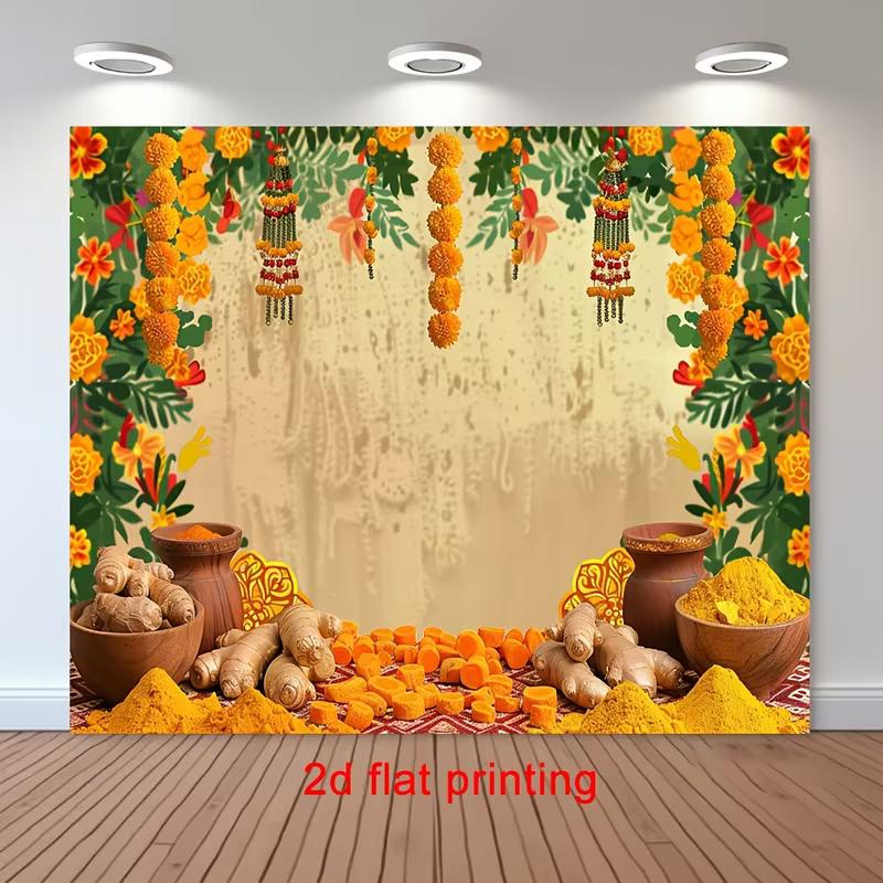 2D Indian Wedding and Haldi Themed Backdrop Photo Background Banner