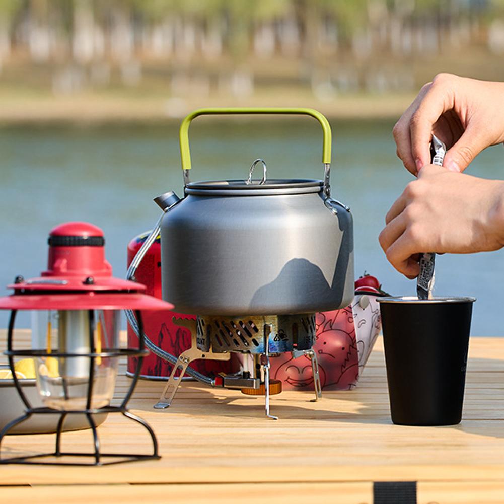 Outdoor Light Weight Aluminum Alloy Kettle AntiScalding Handle Camping Coffee Kettle Portable TeaPot Picnic Teakettle