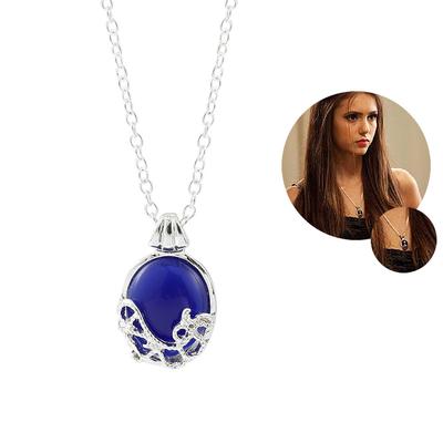 Дневники вампира Ожерелье Фильм Тот же синий Опал Ожерелье Кэтрин Мода Матч Вечеринка Ювелирные изделия Темперамент Ожерелье Женский подарок