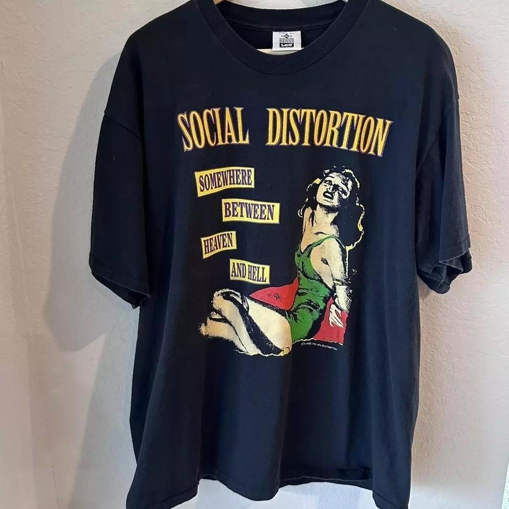 Social Distortion Somewhere Between Heaven And Hell Черная футболка S-5XL KH12951 Унисекс футболка XL