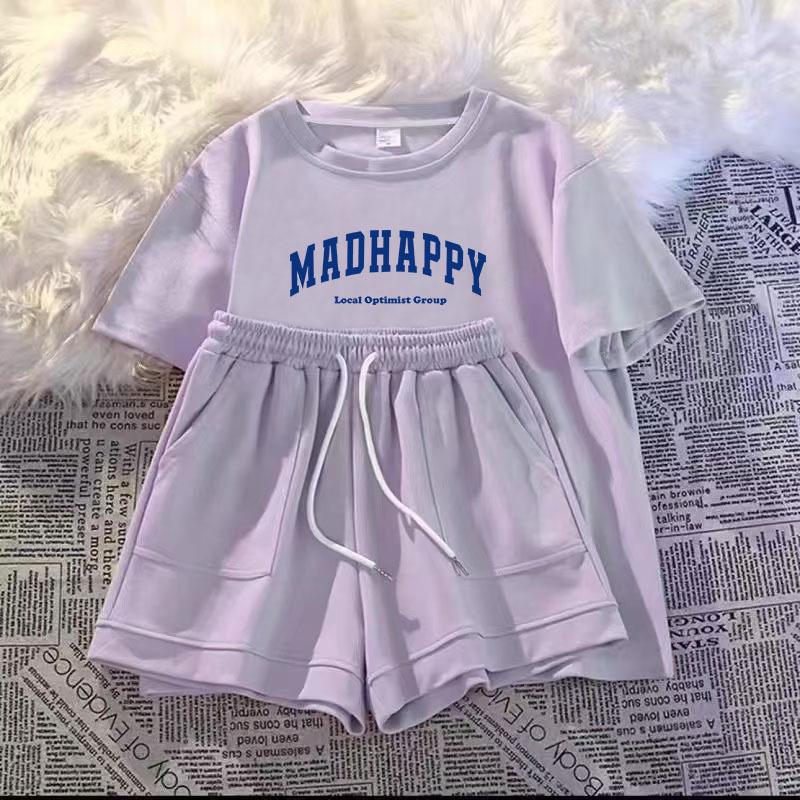 2025 Damen Casual Sport Zweiteiler: Lockeres Kurzarm-Top & Shorts für den Sommer