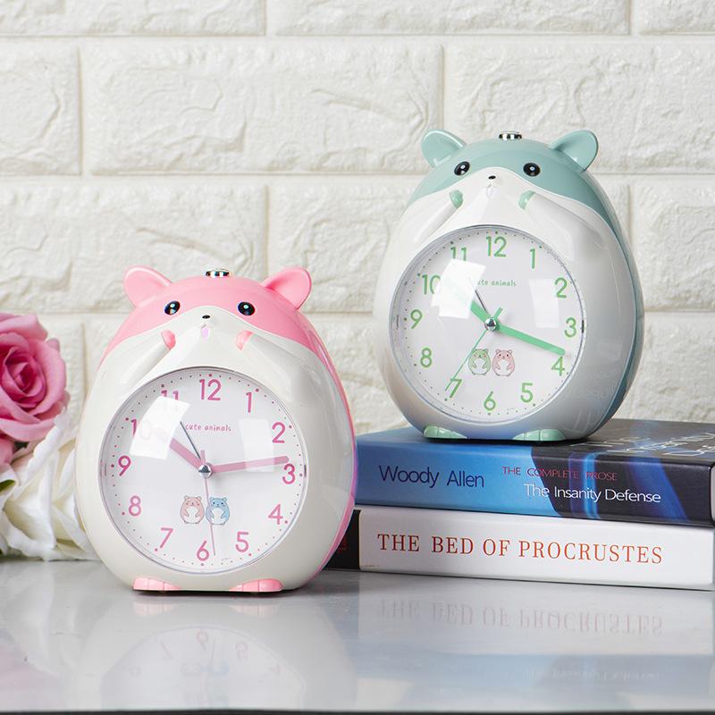 Creative New Little Hamster Cartoon Voice Alarm Clock Children Student Using Silent Luminous Girl Cute Electronic Alarm Clock