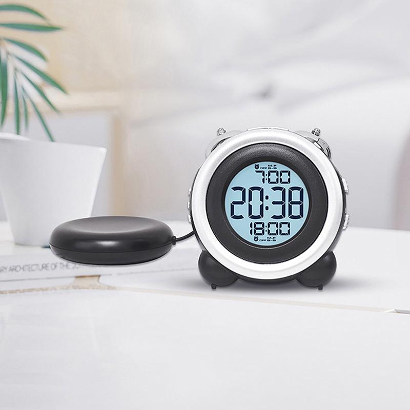Super Loud Vibration Alarm Clock With Vibrator Multi-Functional Dual Alarm Clock For Heavy Sleeper Deaf Hard Of Hearing Snooze