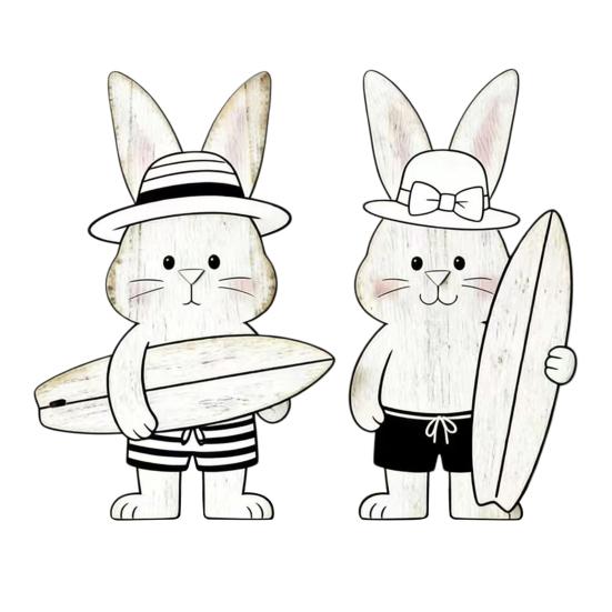 

2Pcs Easter Bunny Decoration Farmhouse Rustic Couple Rabbit Table Sign Home Office Spring Easter Holiday Party Table Centerpiece Ornament F