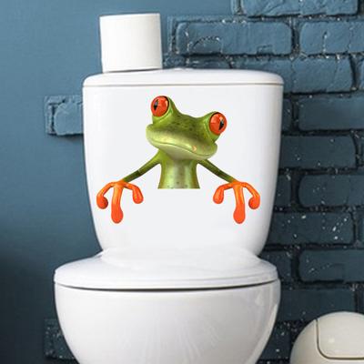Frog Bathroom Toilet Sticker Waterproof Frosted PVC Material Frog Long-lasting Toilet Decorations Decals