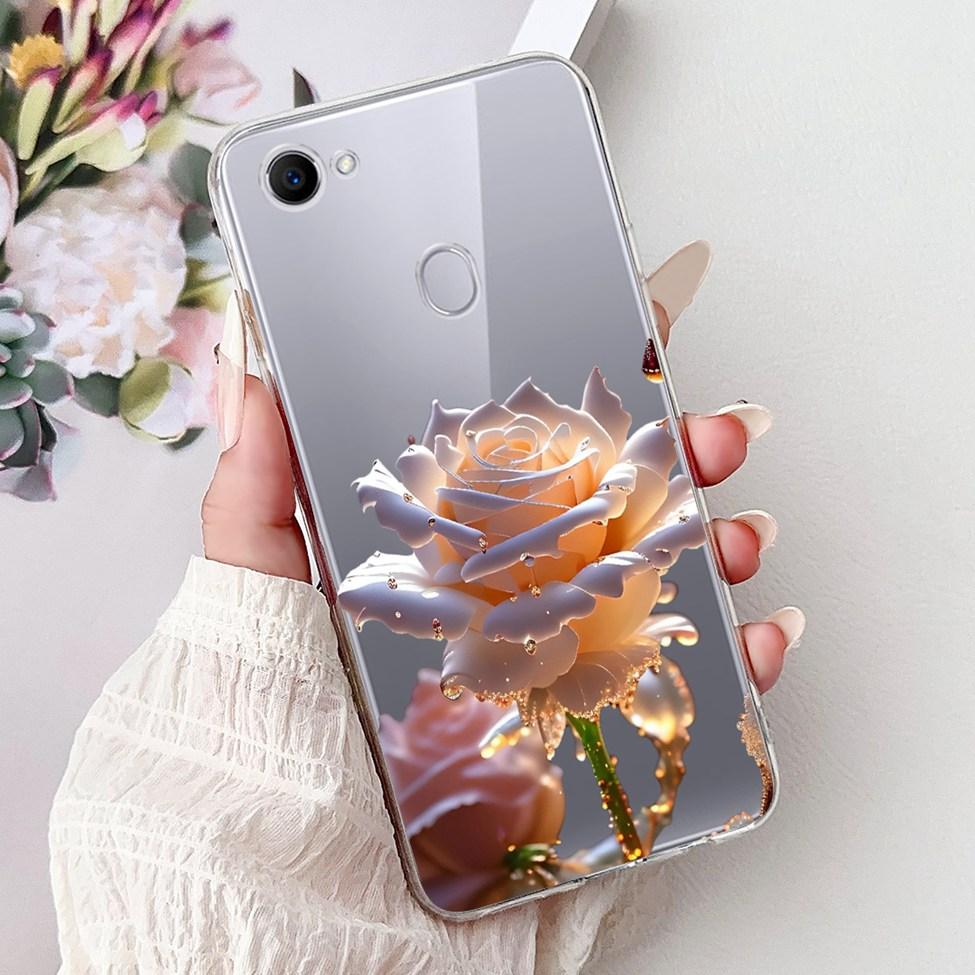 Clear For Oppo F7 Case Kawaii Cute Cat Fashion Flower Funny Luxury Painted Soft Back Cover For OppoF7 Phone Case CPH1821 CPH1819