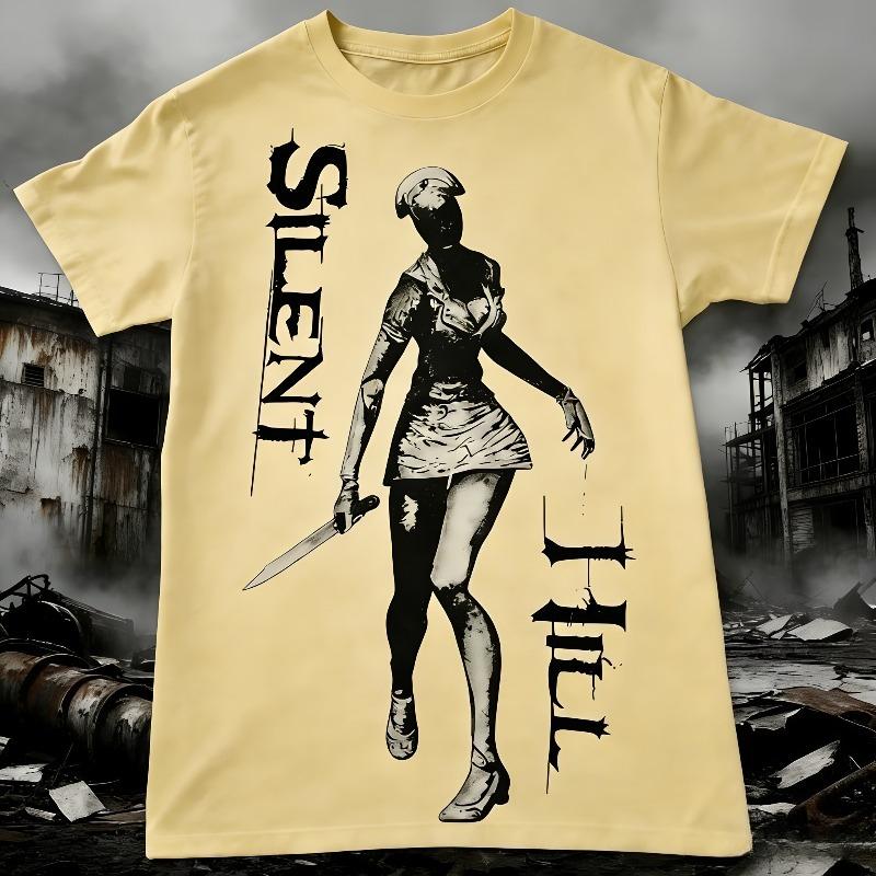 Gorący amerykański T-shirt z krótkim rękawem z lat 2000. dla mężczyzn Y2k Top Nadruk Horrorowy Damska Codzienna Streetwear Emo Dziewczyna Bawełniany T-shirt
