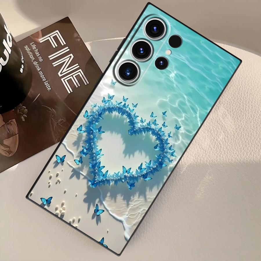 

Blue Butterfly Ocean Waves Funda Phone Cover Case for Samsung Galaxy S26 Ultra S21 FE S20 Ultra S25 Plus S23 Note 20 8 9 10 S10 Galaxy Note10