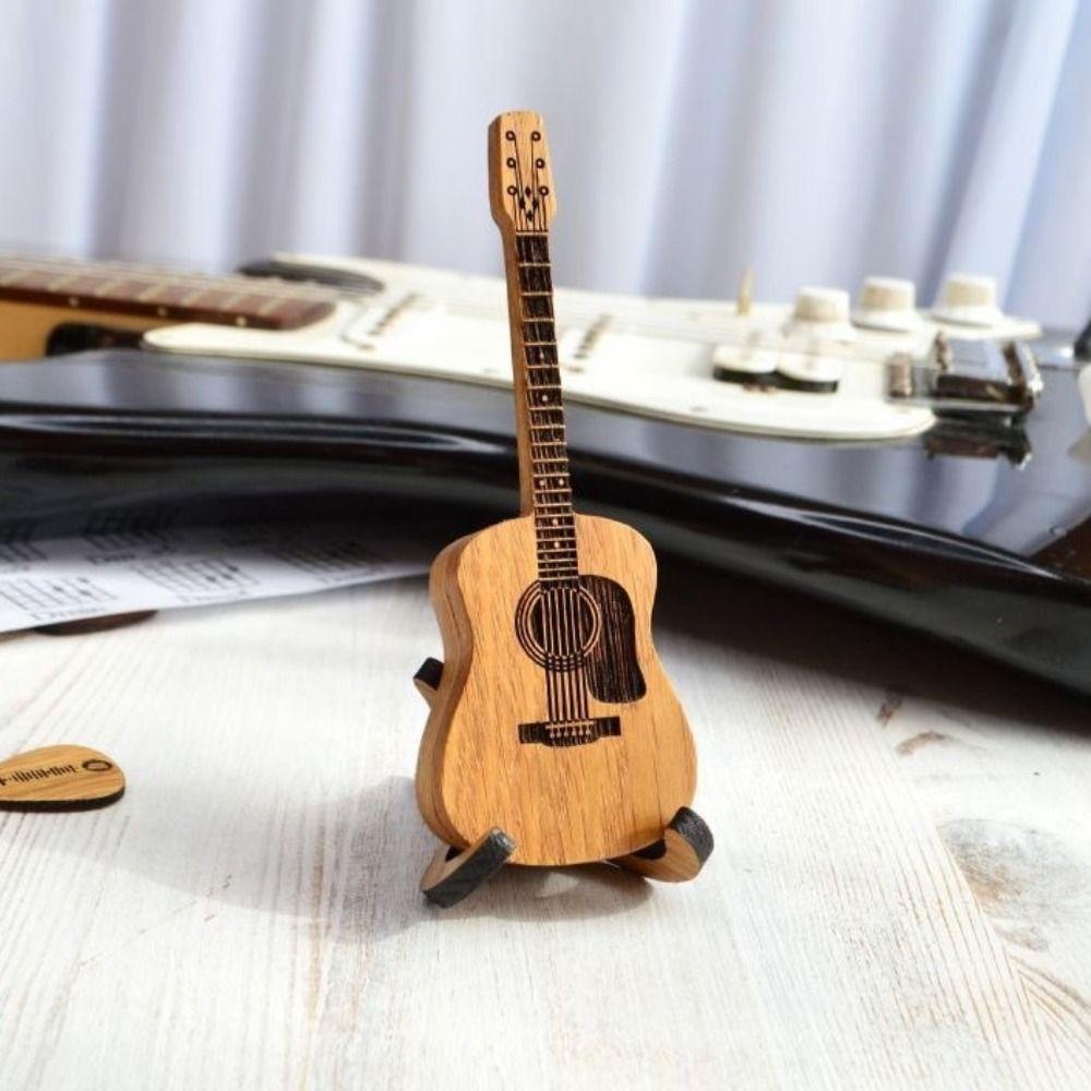 Wooden Material Guitar Picks Storage Guitar Shape Guitar Pick Holder  Guitarist Organization