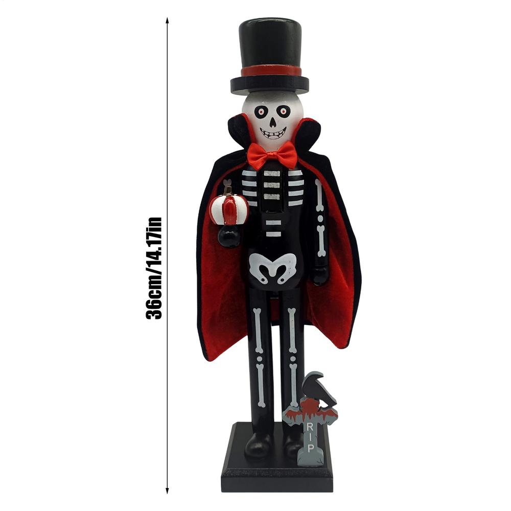 36cm Halloween Wooden Nutcracker Soldier Vampires Skeleton Figurines Halloween Nutcracker Ornament For Shelf Fireplace Party