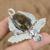 Натуральний риолітовий кулон з дорогоцінним камінням Сова Срібло 925 проби Індійські ювелірні вироби