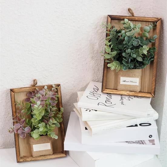Wall Framed Artificial Plant Faux Greenery Plant in Frame Wall Decor Hanging